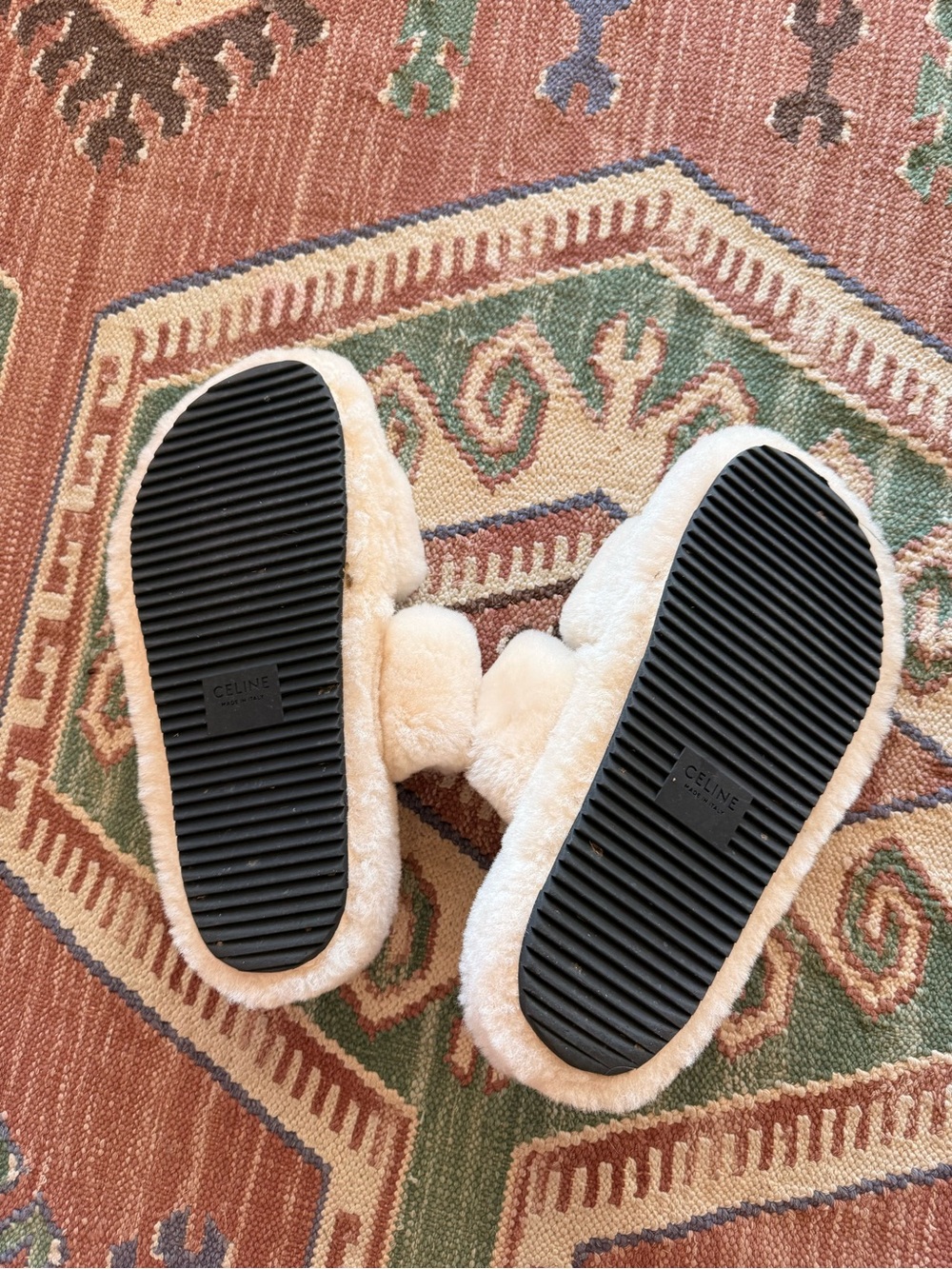 Celine Cream Shearling Slide Slippers - Picture 3 of 3